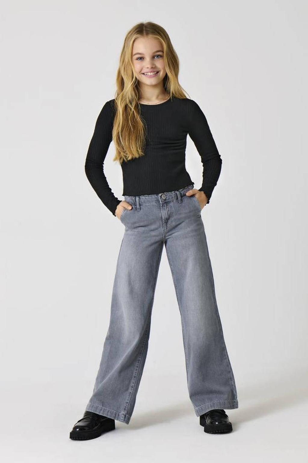 KIDS ONLY GIRL wide leg jeans medium grey denim