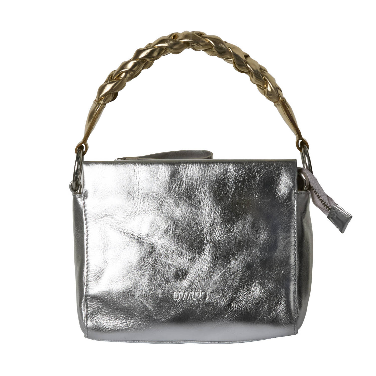 DWRS metallic leren crossbody tas Molise zilverkleurig