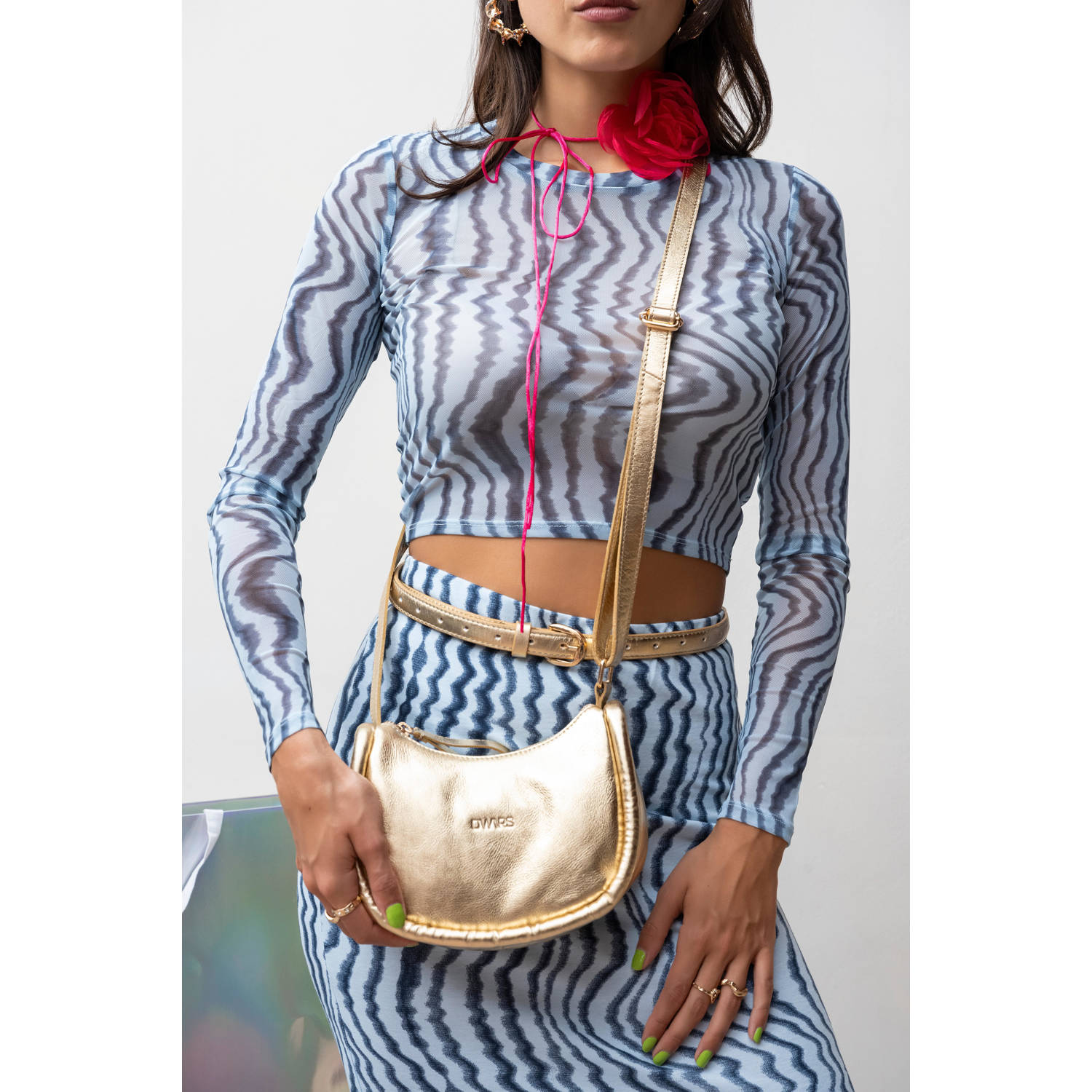 DWRS leren crossbody tas Leola goudkleurig