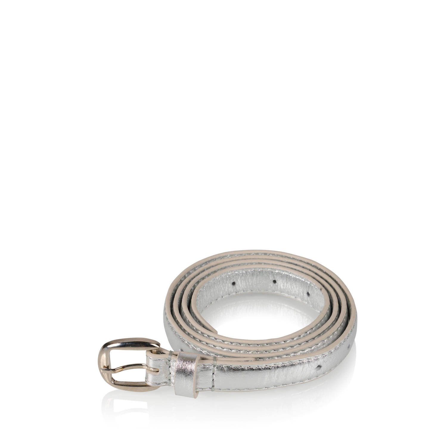 DWRS metallic leren riem Fiji zilverkleurig