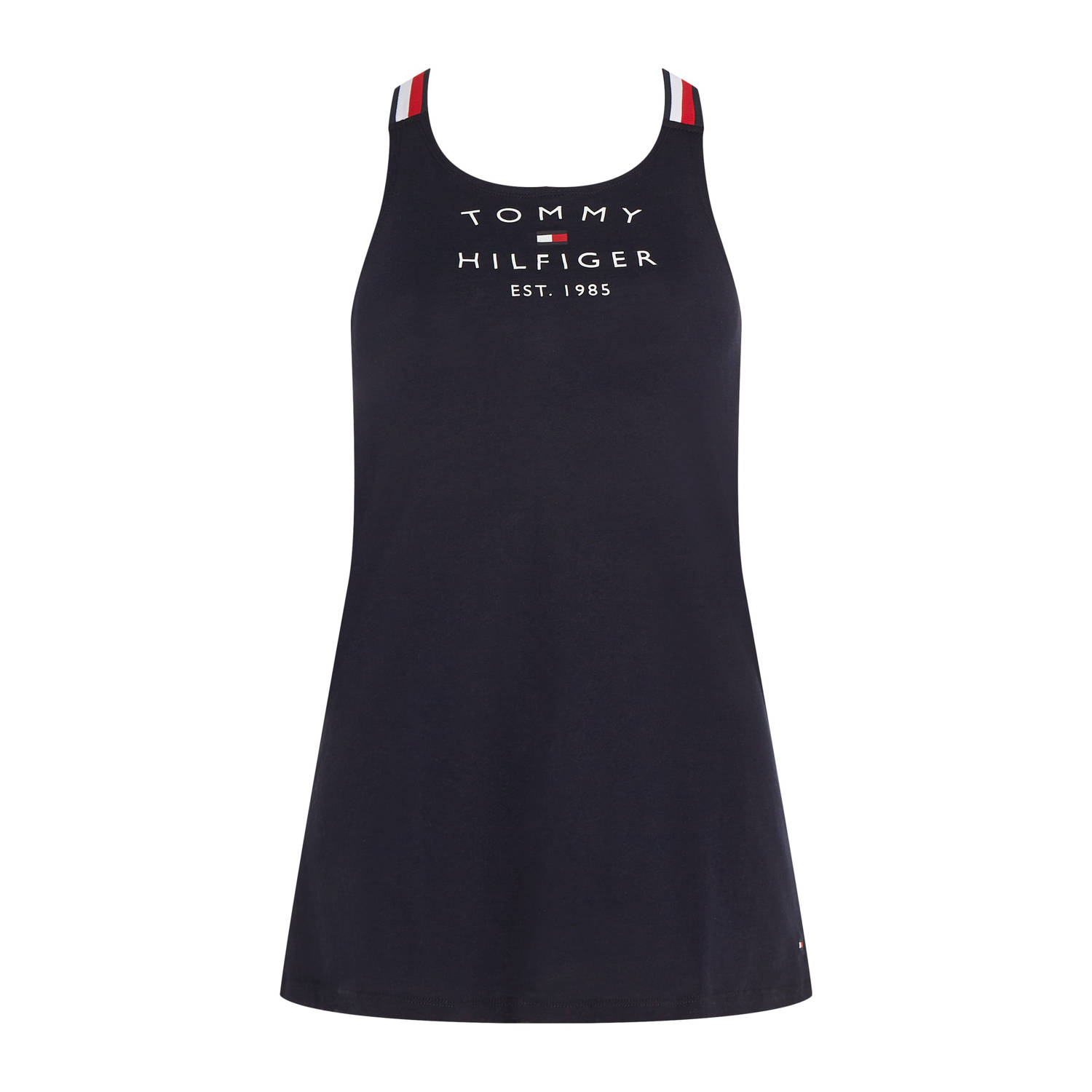 Tommy Hilfiger strandjurk donkerblauw Meisjes Katoen Ronde hals Printopdruk 128 140