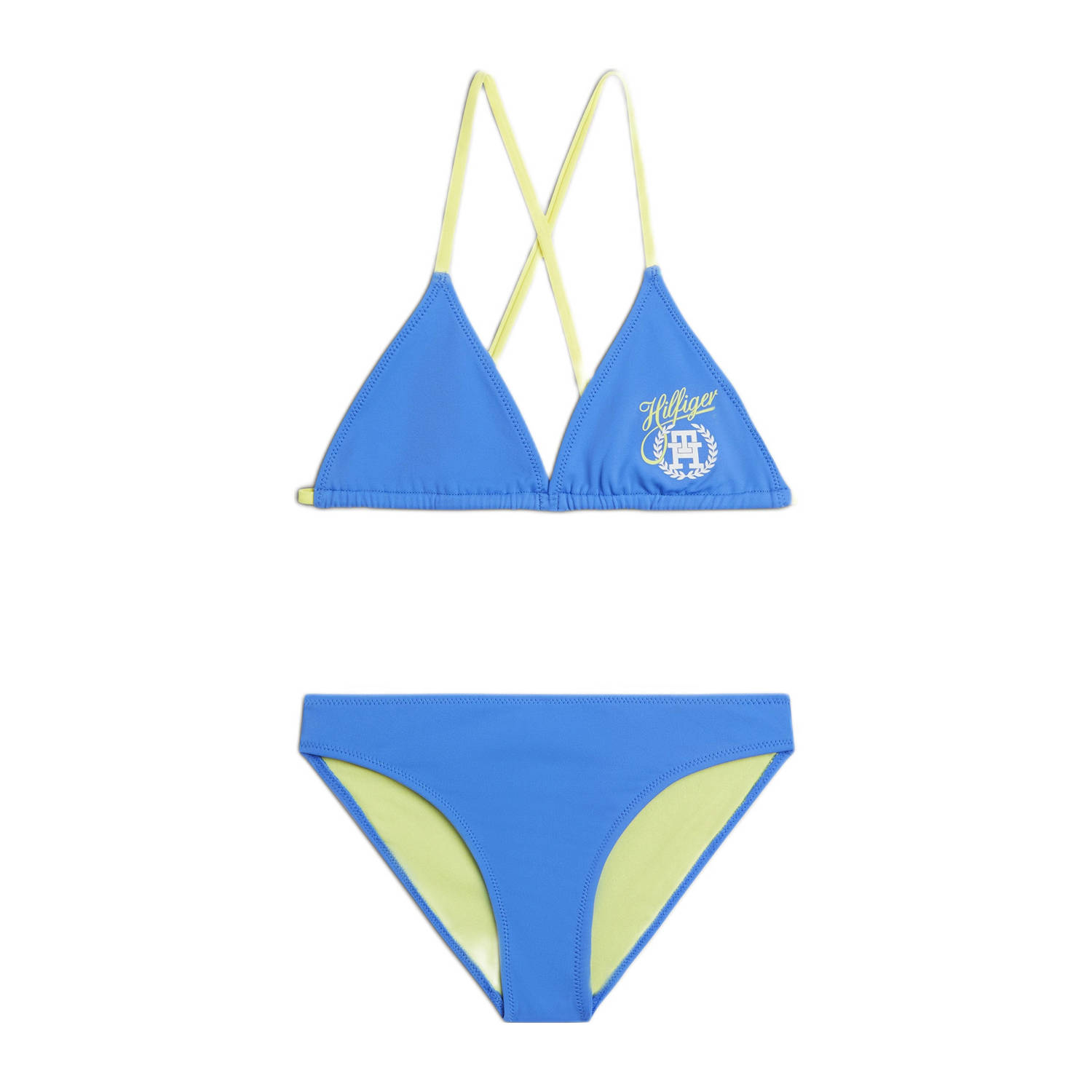 Tommy Hilfiger triangel bikini blauw Meisjes Gerecycled polyamide Printopdruk 128 140