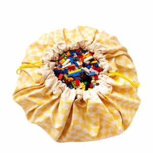 2-in-1 opbergzak / speelkleed - Vichy Yellow - 140 cm