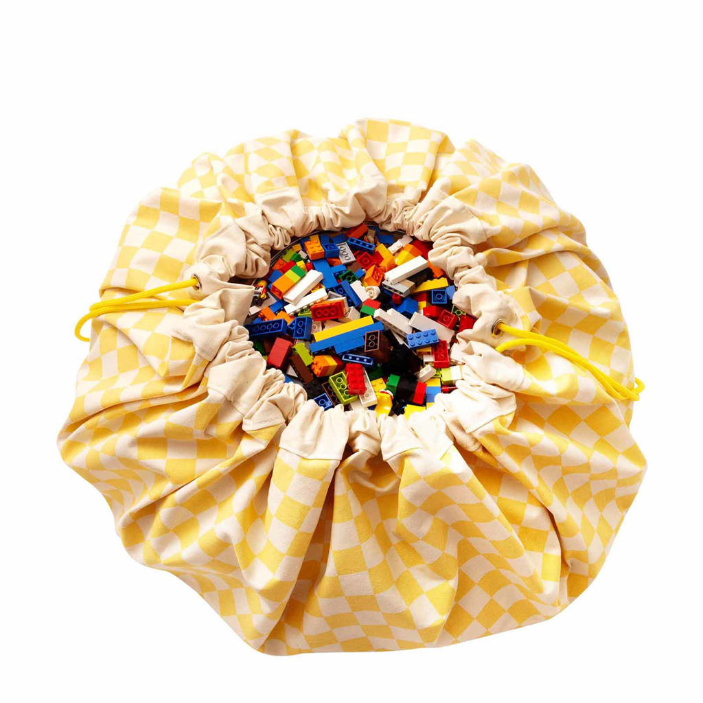 Play&Go 2-in-1 opbergzak / speelkleed - Vichy Yellow - 140 cm