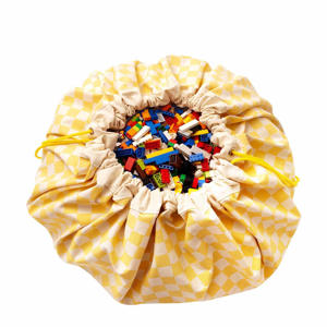 2-in-1 opbergzak / speelkleed - Vichy Yellow - 140 cm