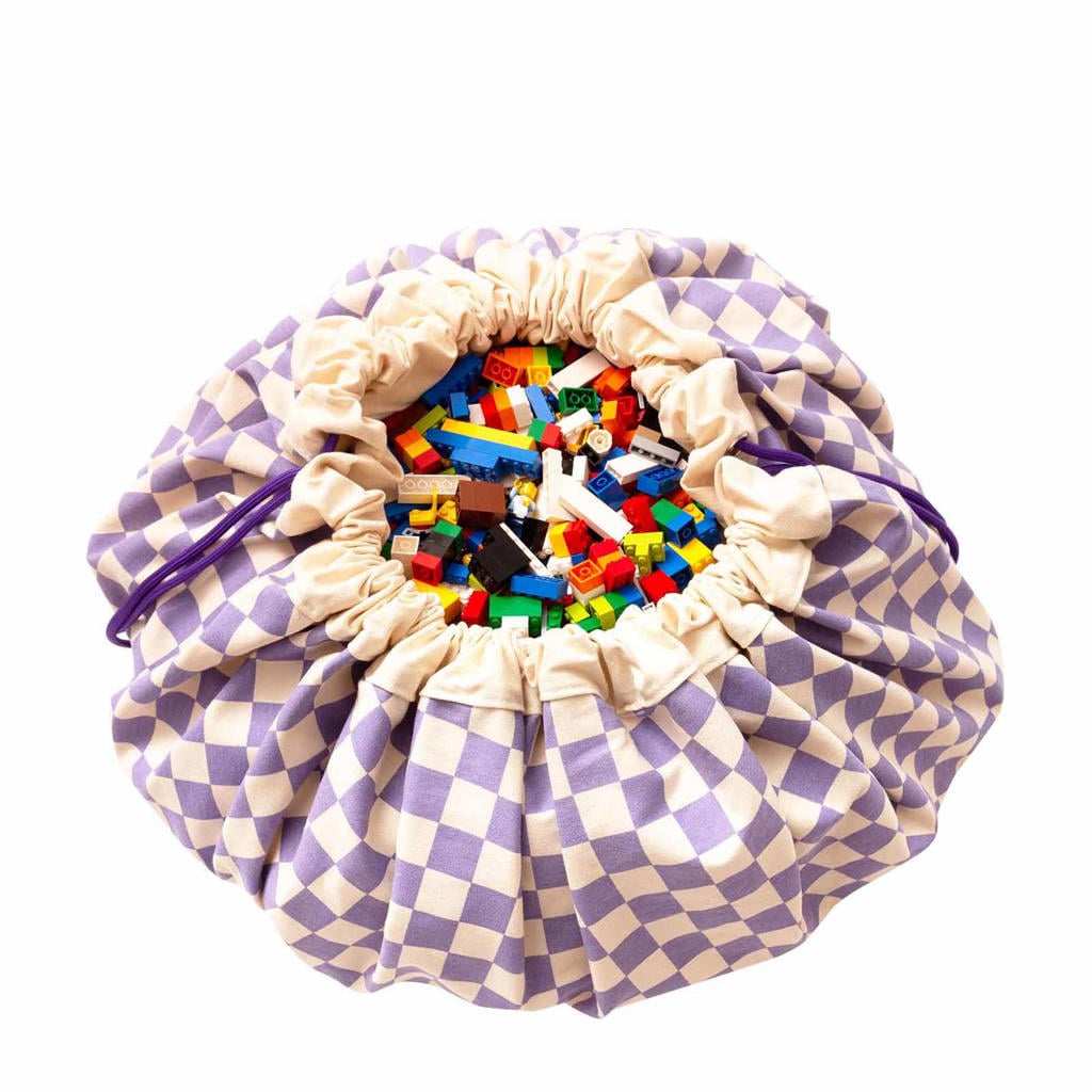 Play&Go 2-in-1 opbergzak / speelkleed - Vichy Purple - 140 cm
