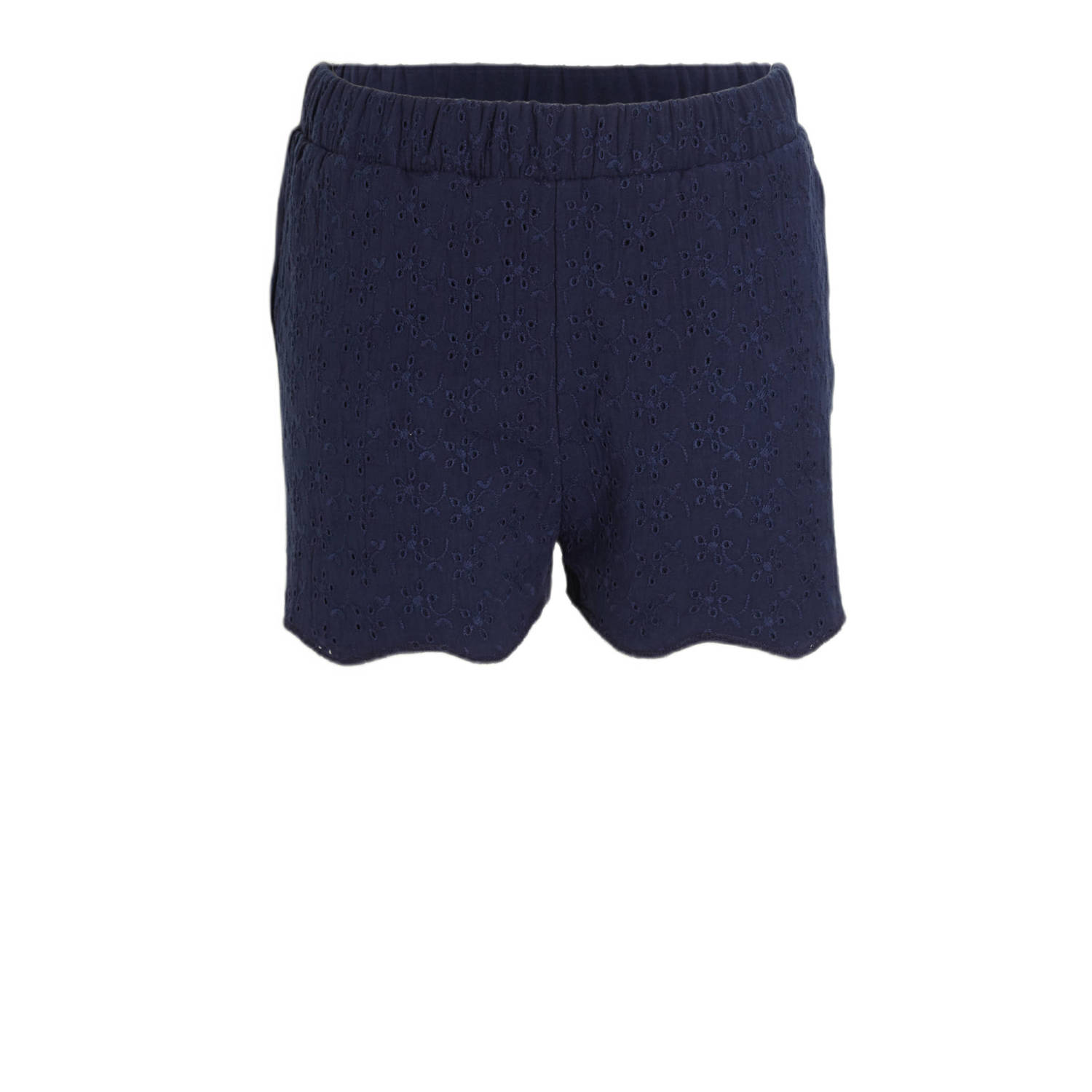 anytime broderie short donkerblauw