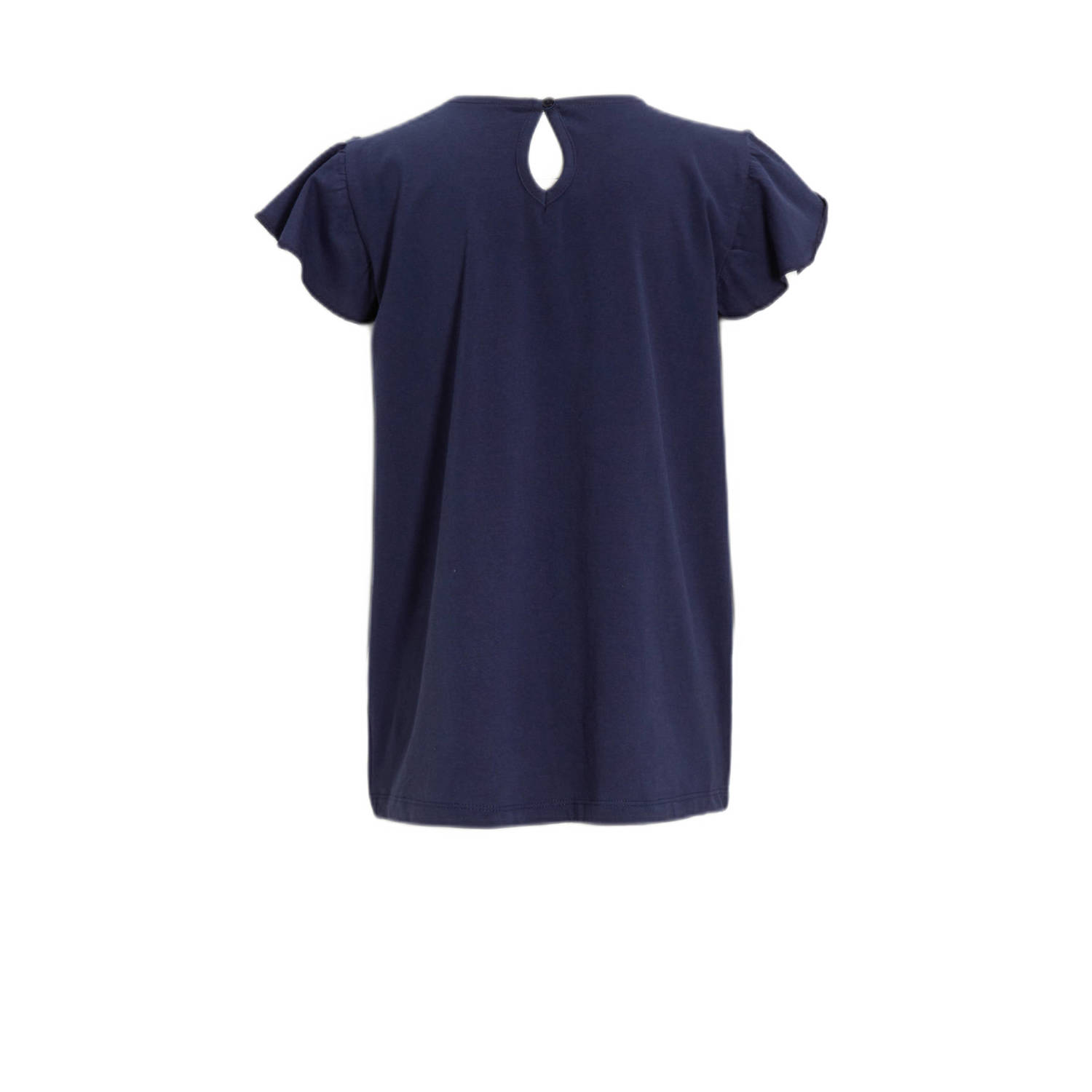 anytime T-shirt met broderie donkerblauw