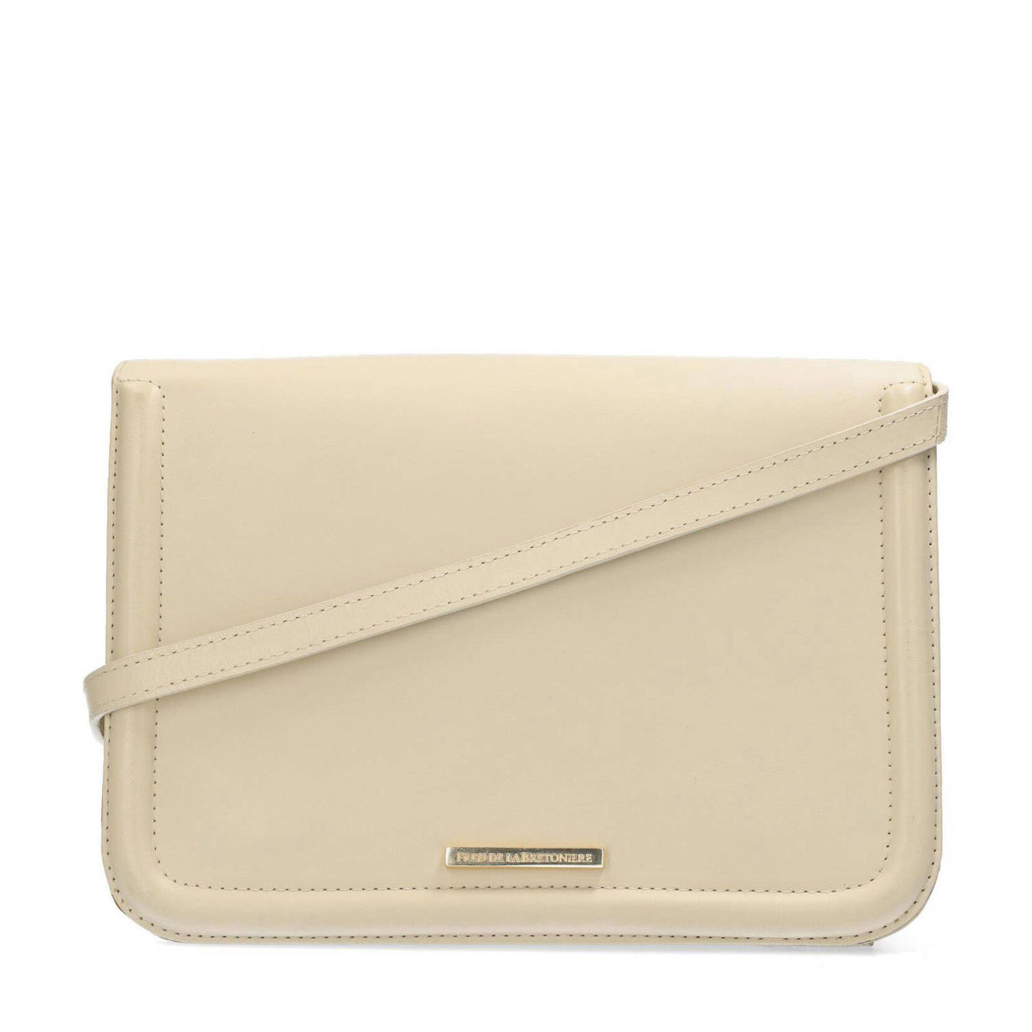 Fred de la Bretoniere Minimalistische Witte Leren Schoudertas Beige Dames