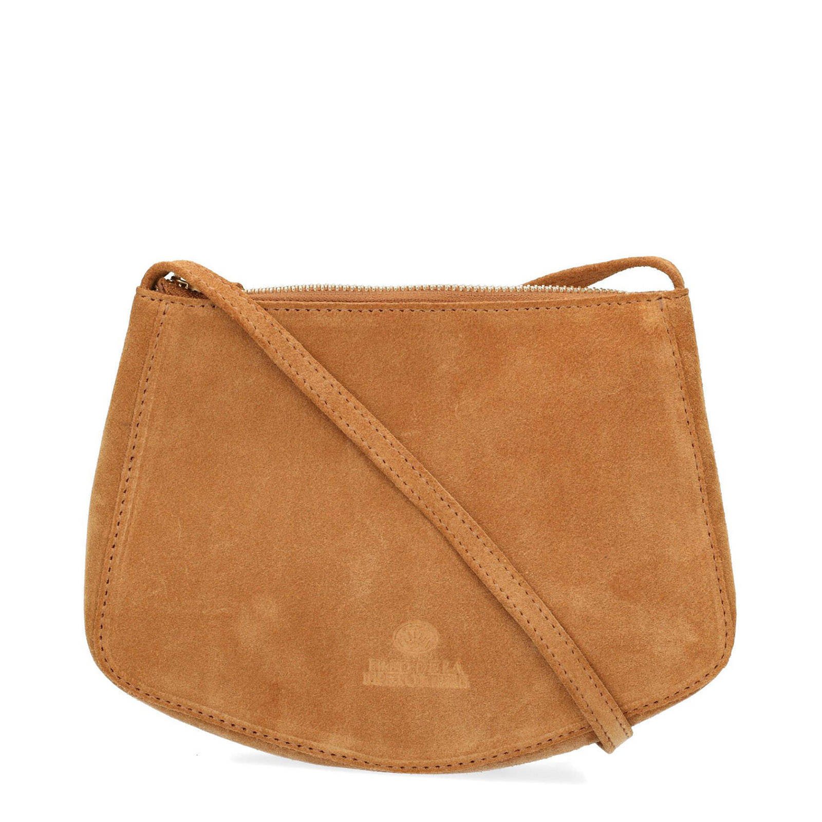 Suede tas online cognac