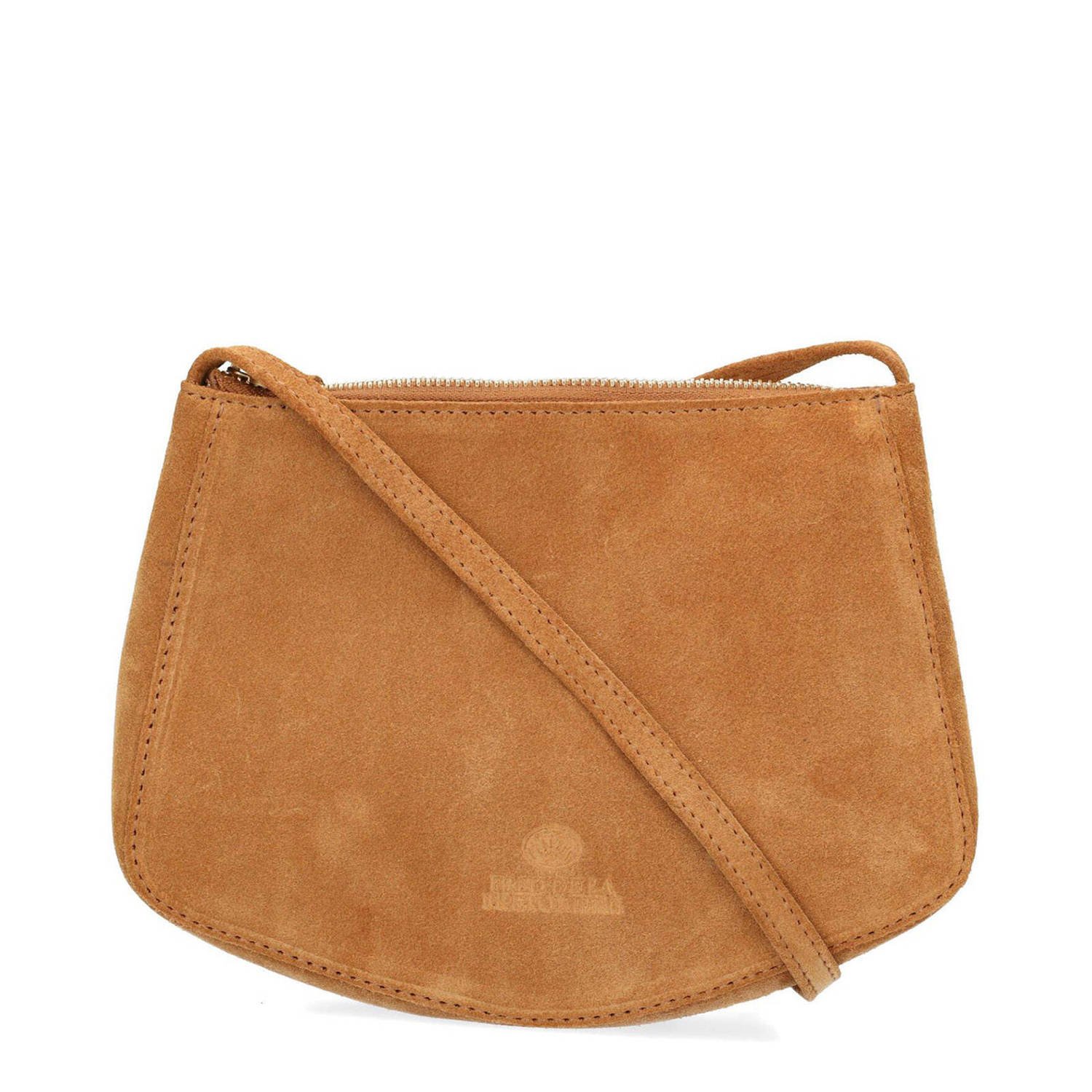 Fred de la Bretoniere suede crossbody tas Beau cognac