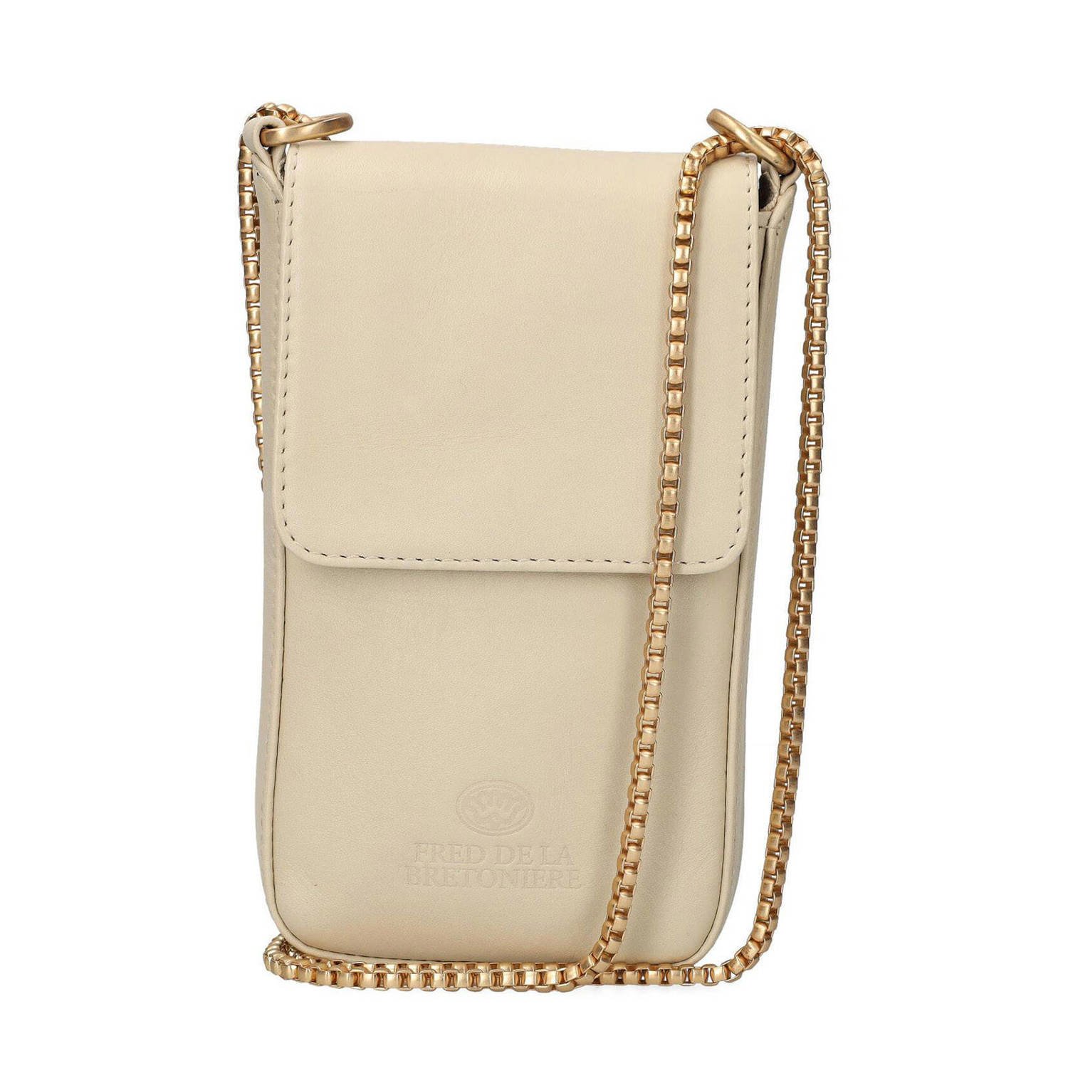 Fred de la Bretoniere Leren Telefoon Tas Julott Stijl Beige Dames