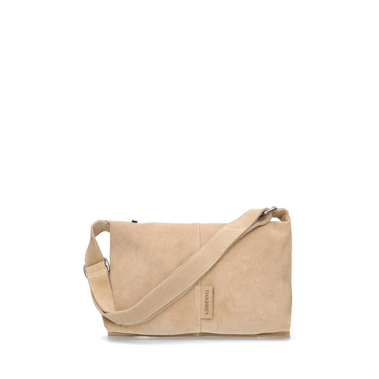 Shabbies Amsterdam suede crossbody tas Cas zand