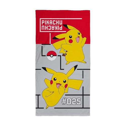 Wehkamp Pokemon kinderstrandlaken Pikachu (140x70 cm) Rood/geel aanbieding