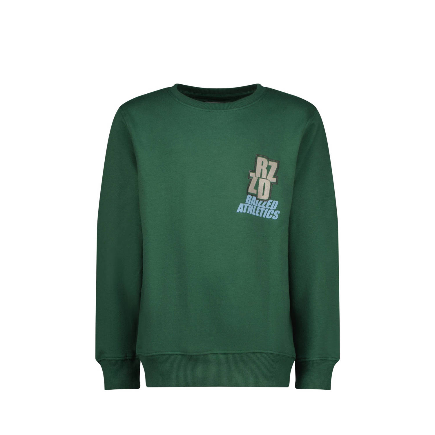 Raizzed sweater Monroe met printopdruk donkergroen Printopdruk 104