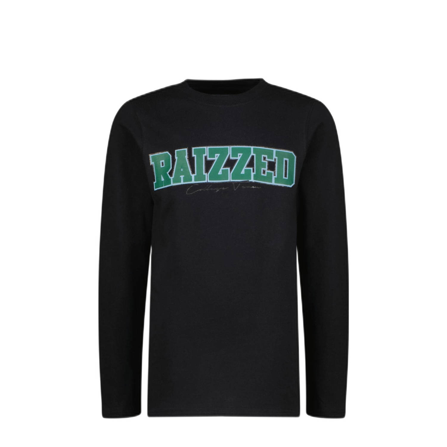 Raizzed longsleeve Darwin met tekst zwart groen Jongens Katoen Ronde hals 104