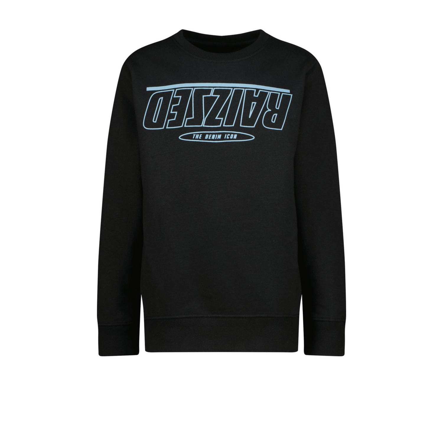 Raizzed sweater Dundee met tekst zwart