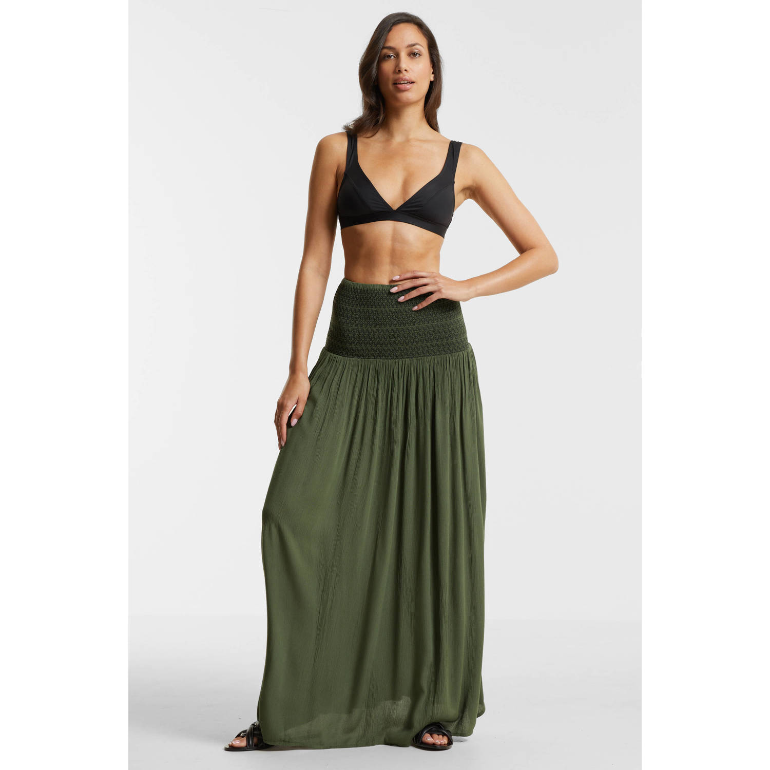 Anytime midi jurk rok in 1 khaki