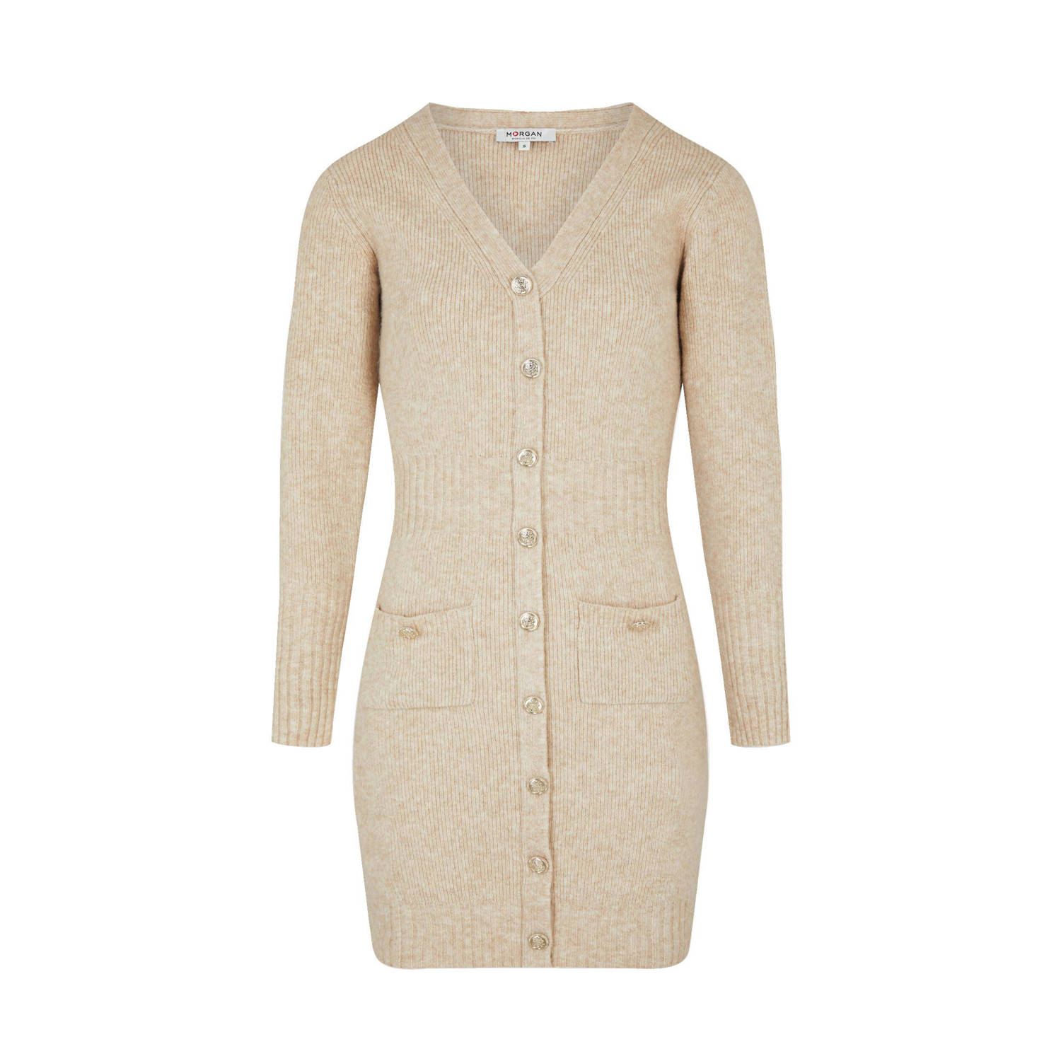 Morgan bodycon jurk met wol beige