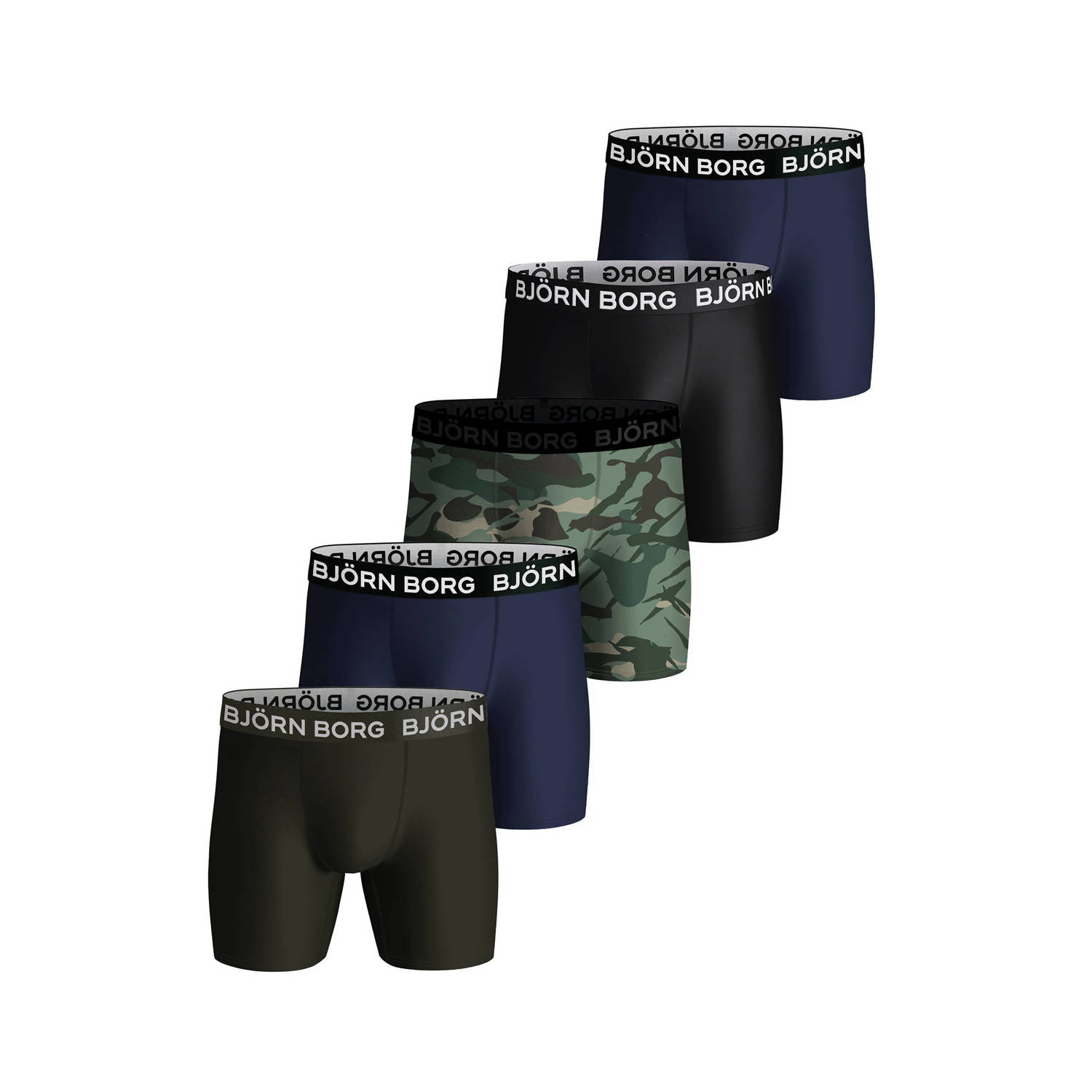 Bjorn Borg Björn Borg Performance Boxershorts 5-Pack Zwart Groen Blauw