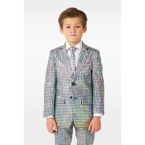 OppoSuits kostuum Discoballer met all over print zilver/zwart afbeelding