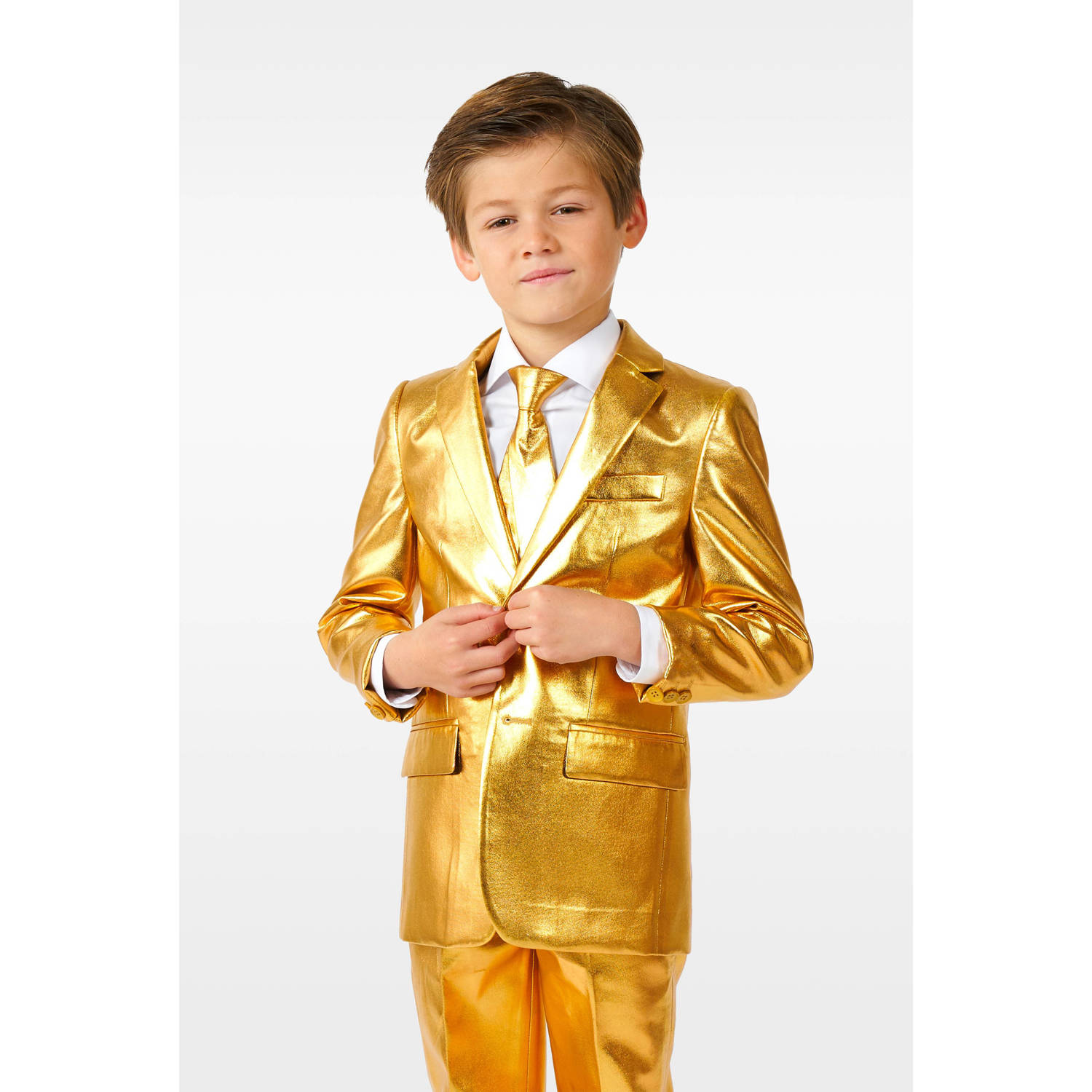 OppoSuits kostuum Groovy goud Jongens Polyester Klassieke kraag Effen 110 116