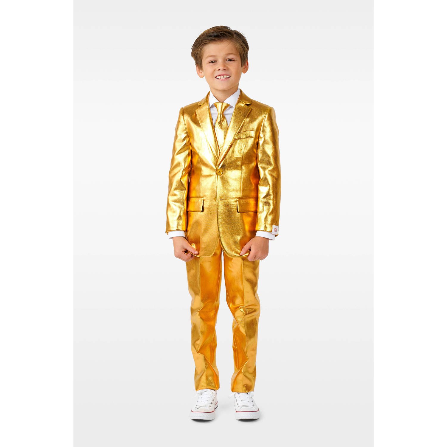 OppoSuits kostuum Groovy goud Jongens Polyester Klassieke kraag Effen 110 116