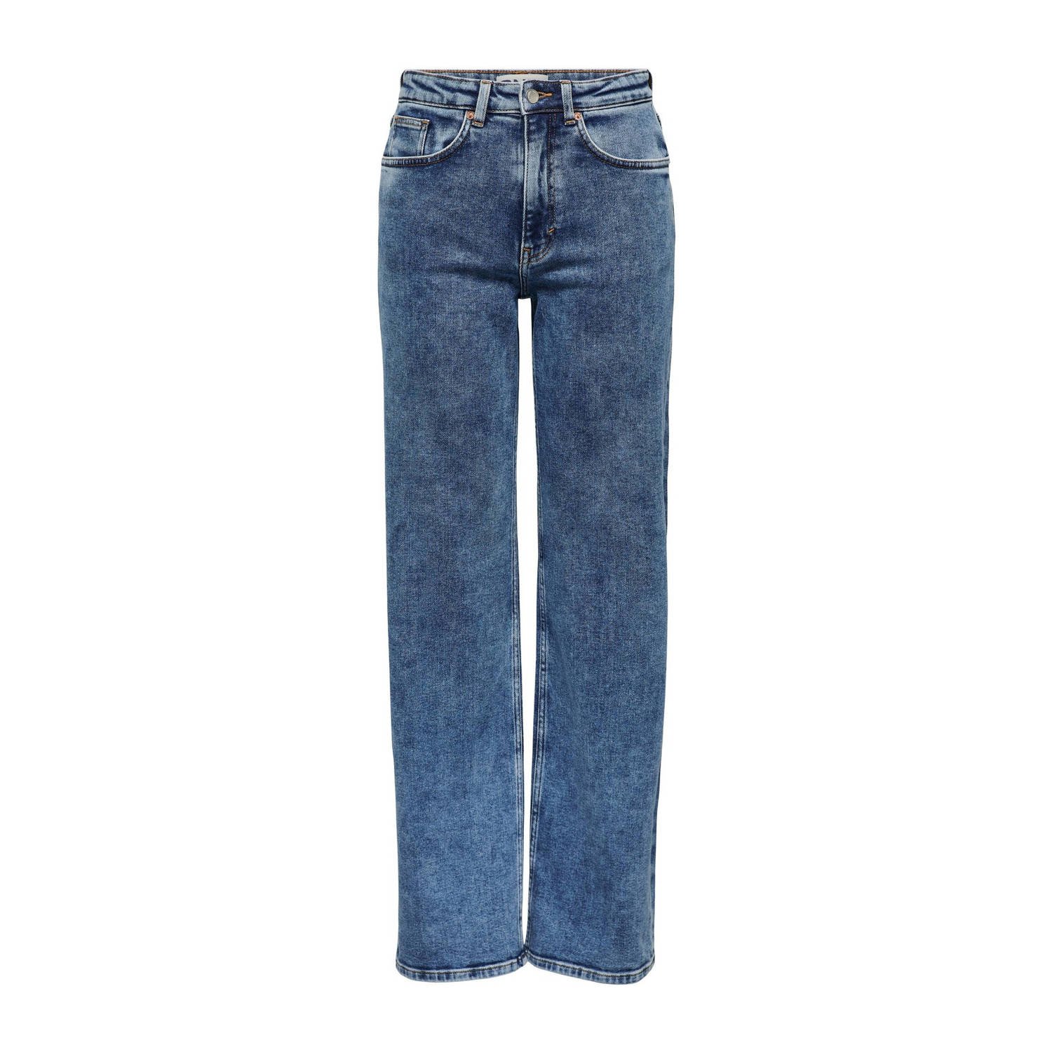 ONLY high waist wide leg jeans ONLJUICY medium blue denim