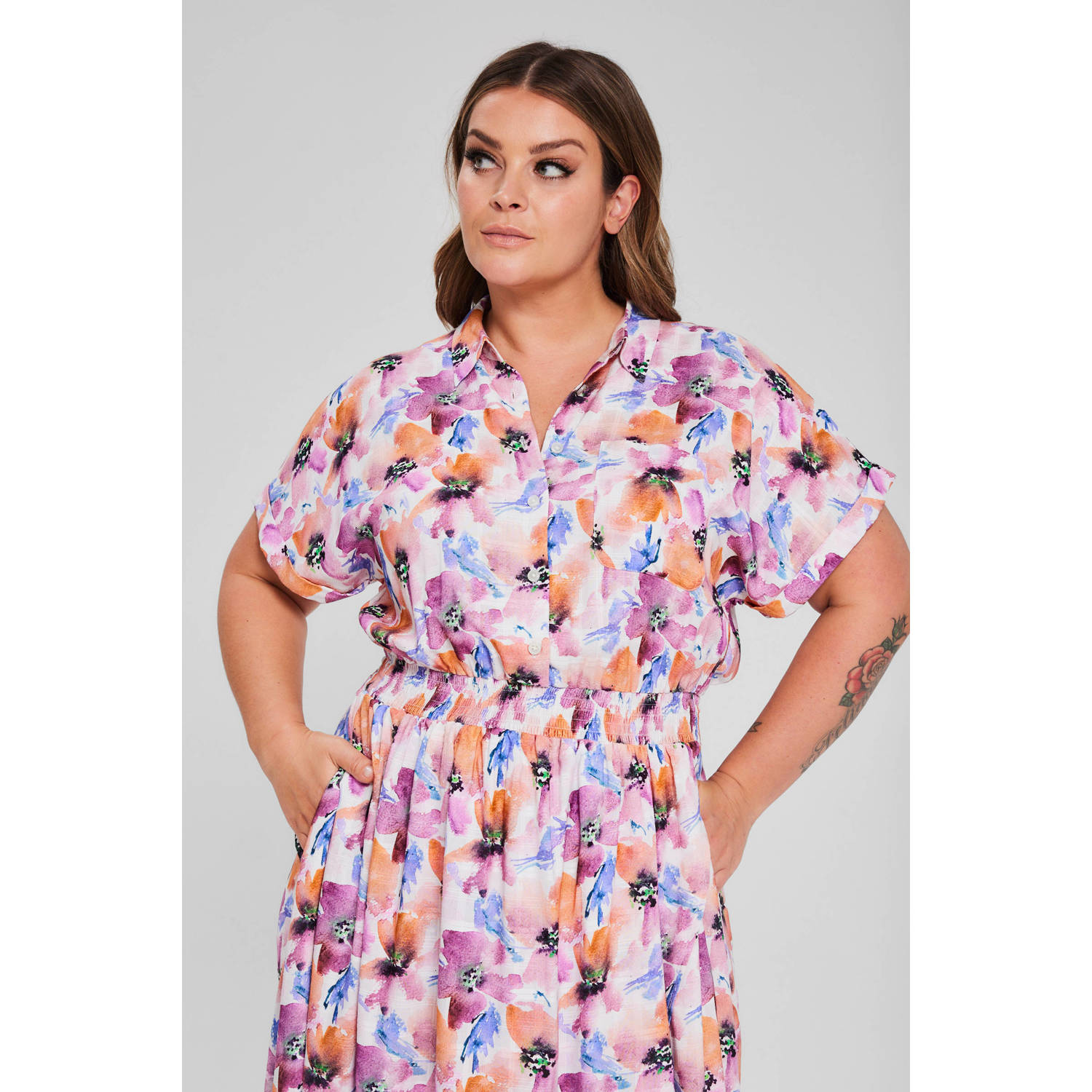 Miljuschka by Wehkamp blousejurk met overslag rok bloemenprint