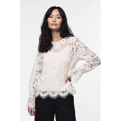 Y.A.S blousetop YASPERLA met kant ecru afbeelding