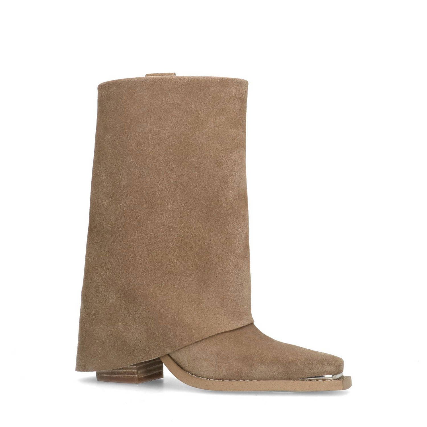 Sacha Dames Beige su de western enkellaarsjes met flap Schoenen