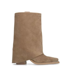 suède cowboylaarzen met flap beige