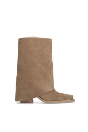 suède cowboylaarzen met flap beige