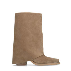 suède cowboylaarzen met flap beige