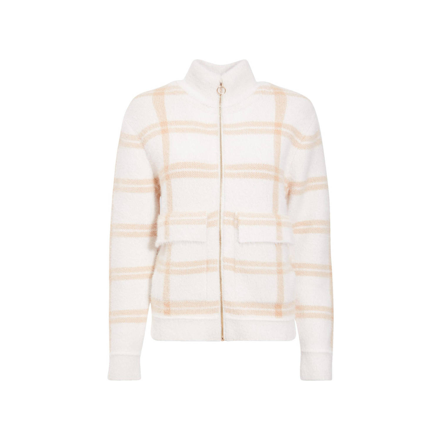 Cache geruit vest ecru beige