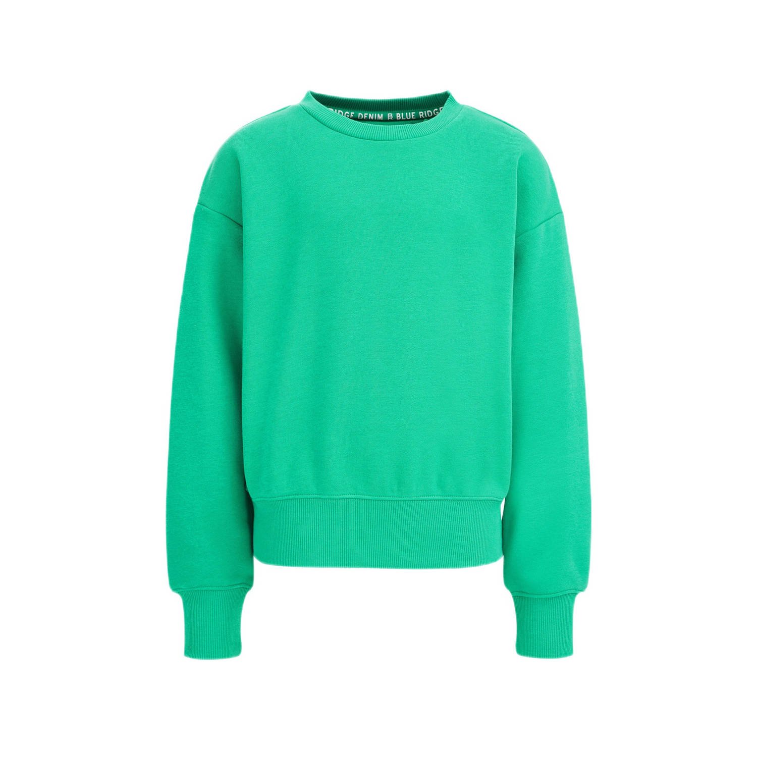 WE Fashion Blue Ridge sweater jade Groen Effen 110 116