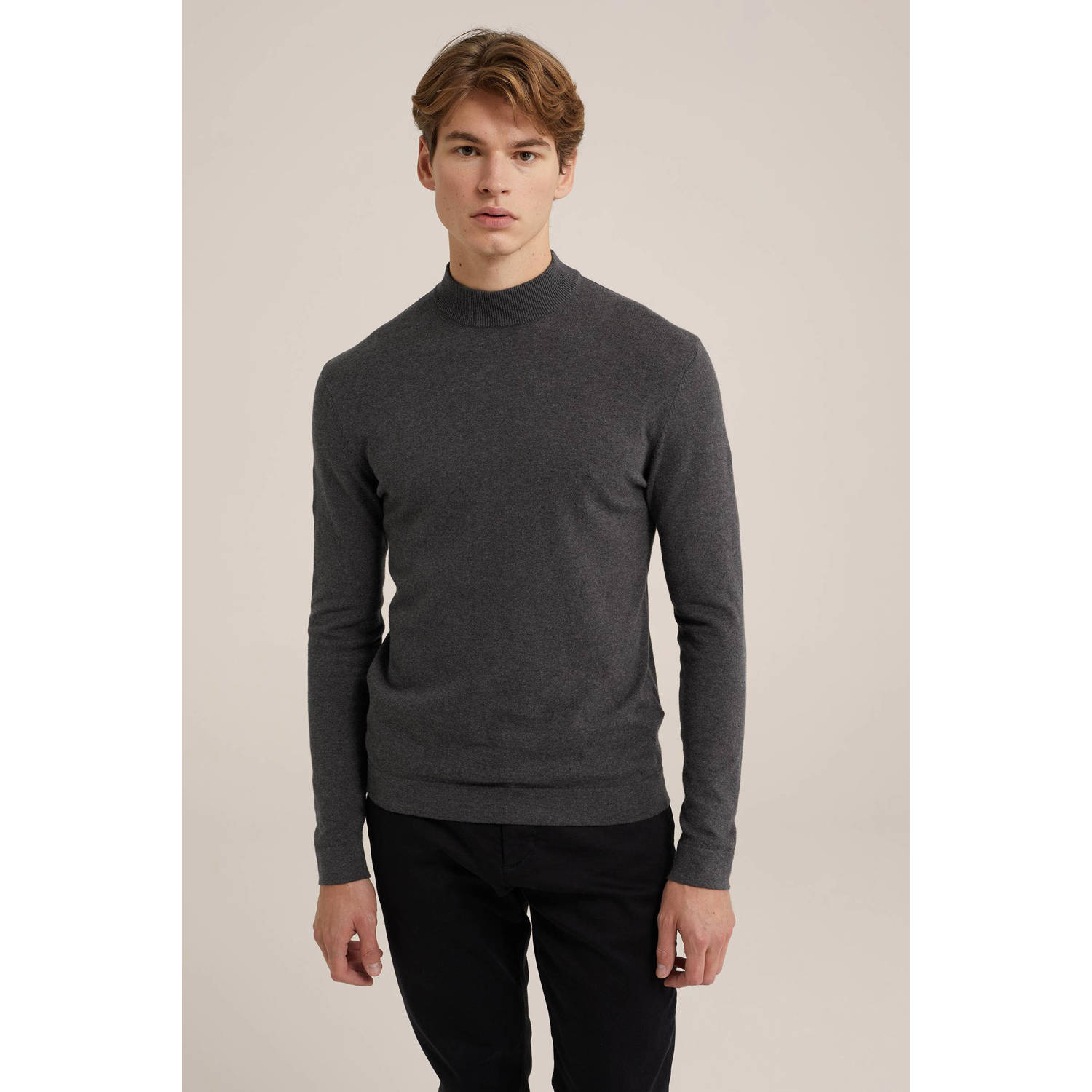 WE Fashion WE Fundamentals fijngebreide trui mid grey melange