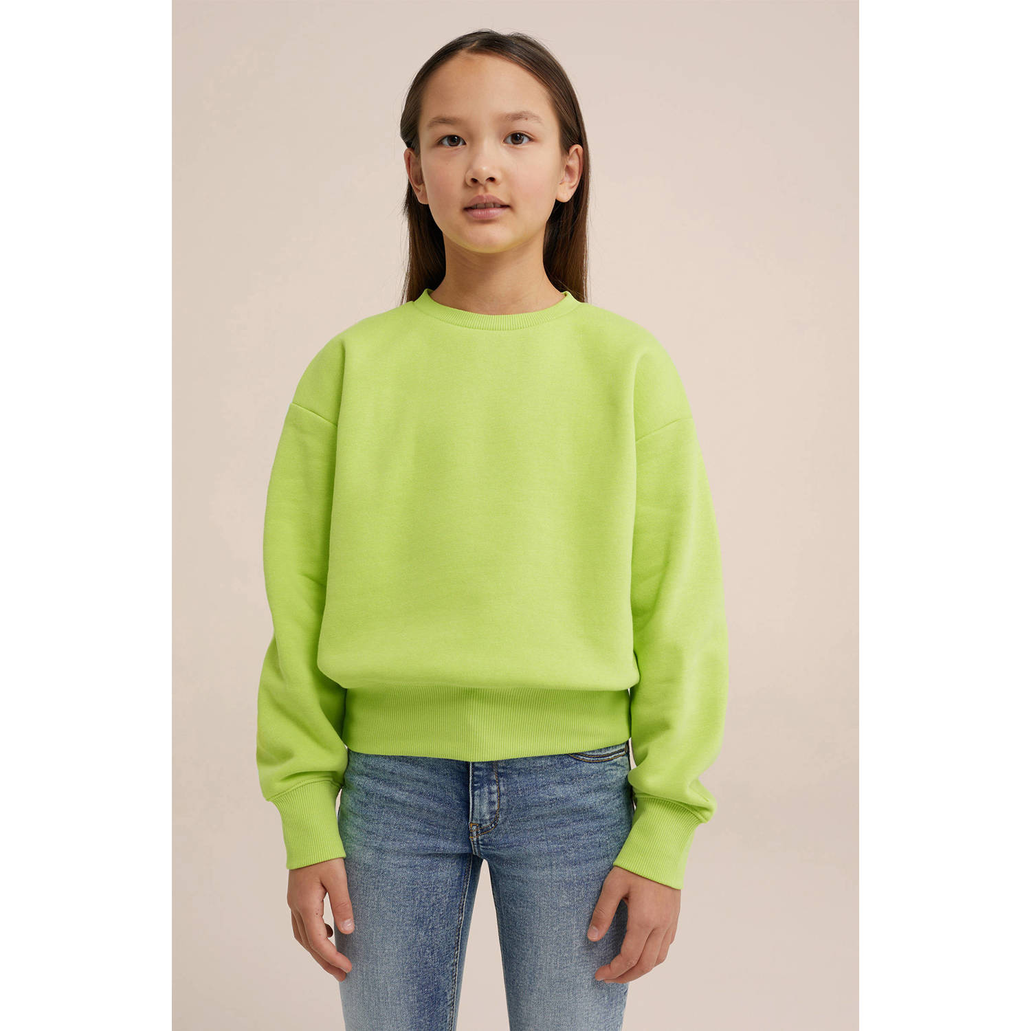 WE Fashion Blue Ridge sweater limegroen