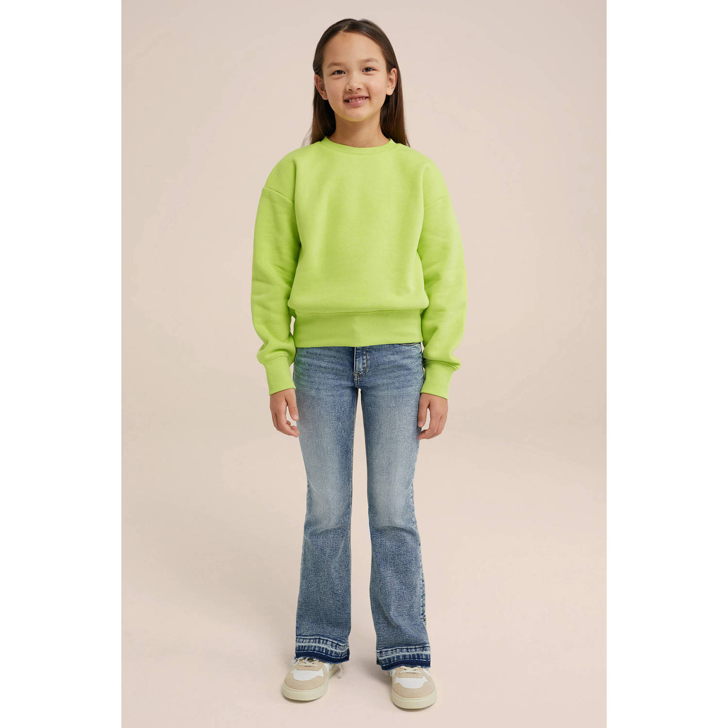 WE Fashion Blue Ridge sweater limegroen