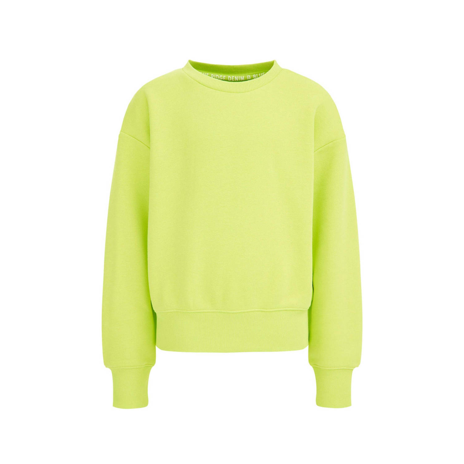 WE Fashion Blue Ridge sweater limegroen Effen 110 116