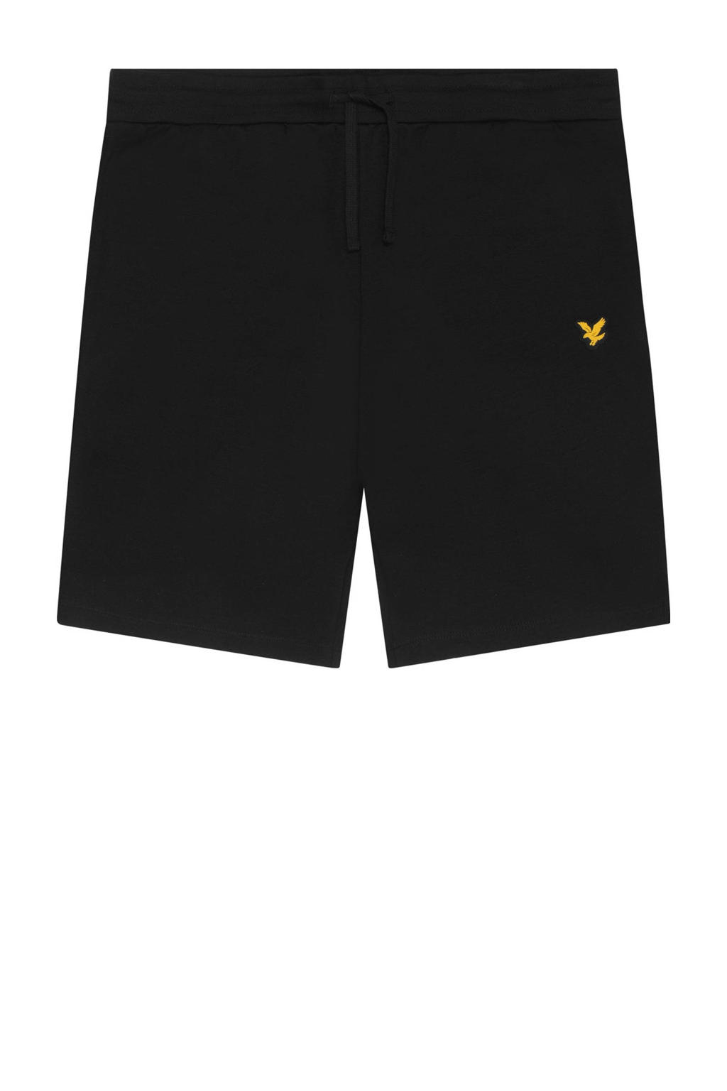 Zwarte heren Lyle & Scott sweatshort van viscose met regular fit en logo dessin