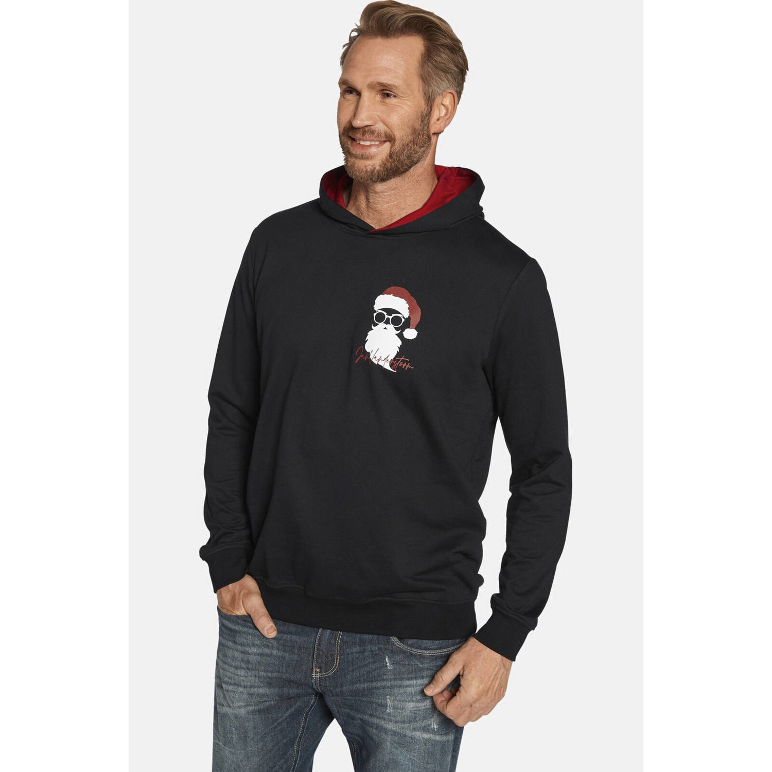 Jan Vanderstorm +FIT Collectie kersttrui FREERIK Plus Size zwart