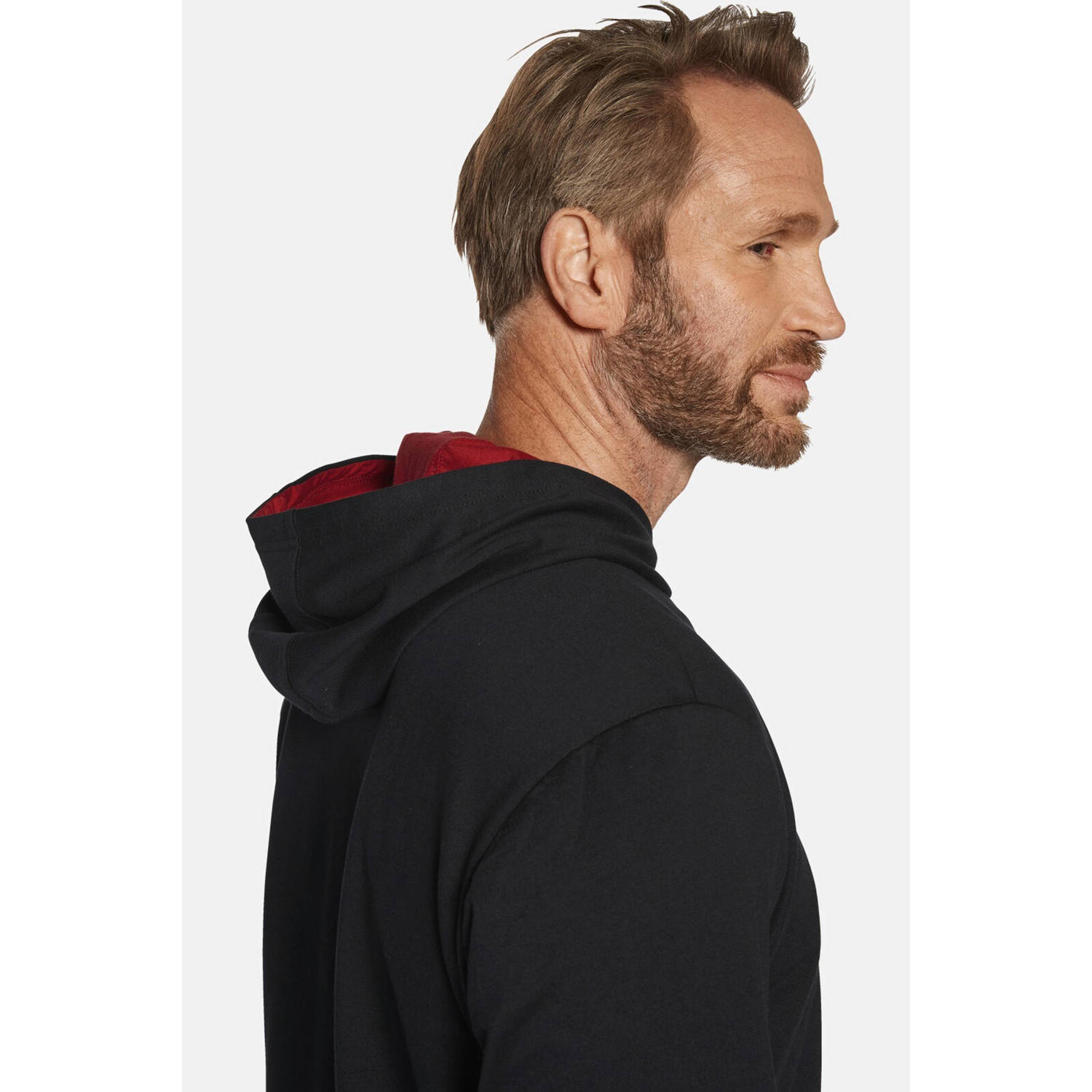 Jan Vanderstorm +FIT Collectie hoodie FREERIK Plus Size met printopdruk zwart