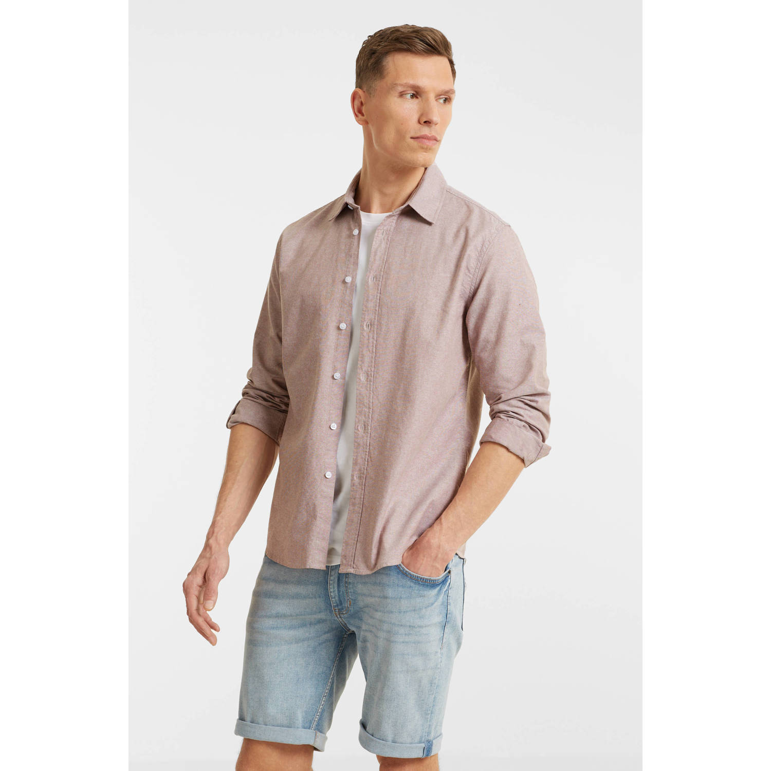 Anytime oxford overhemd beige