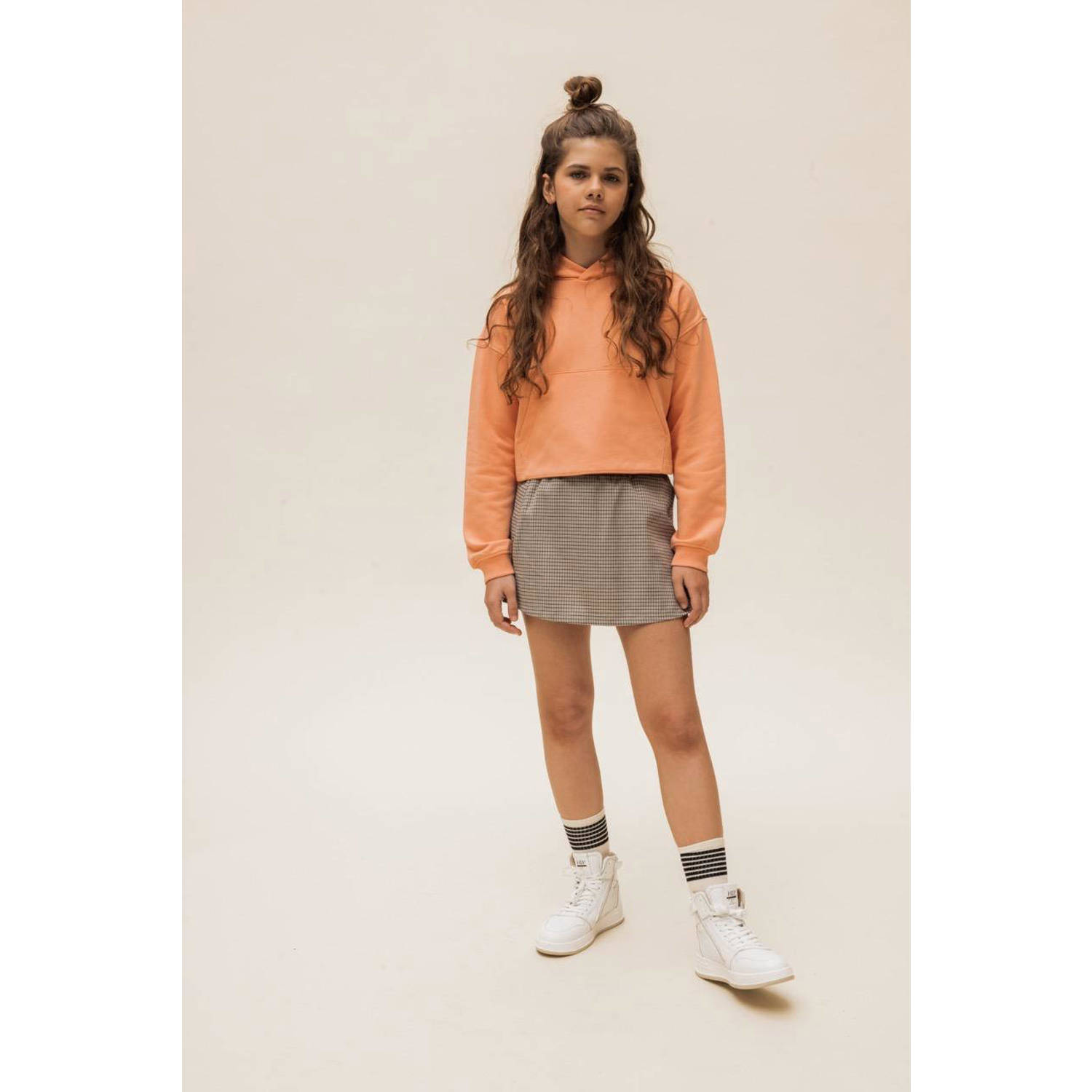 LOOXS 10sixteen geruite skort grijs zwart