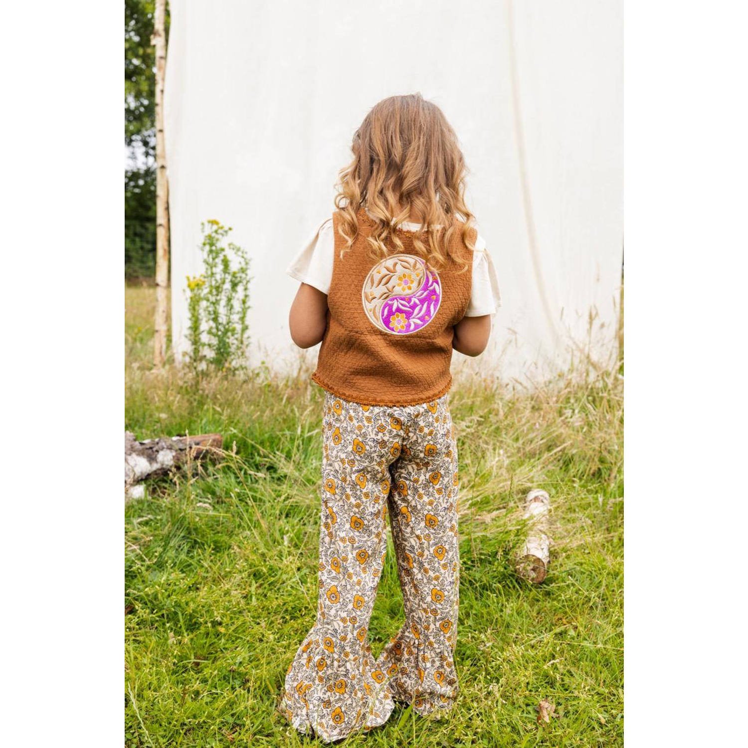 LOOXS little gilet met backprint bruin