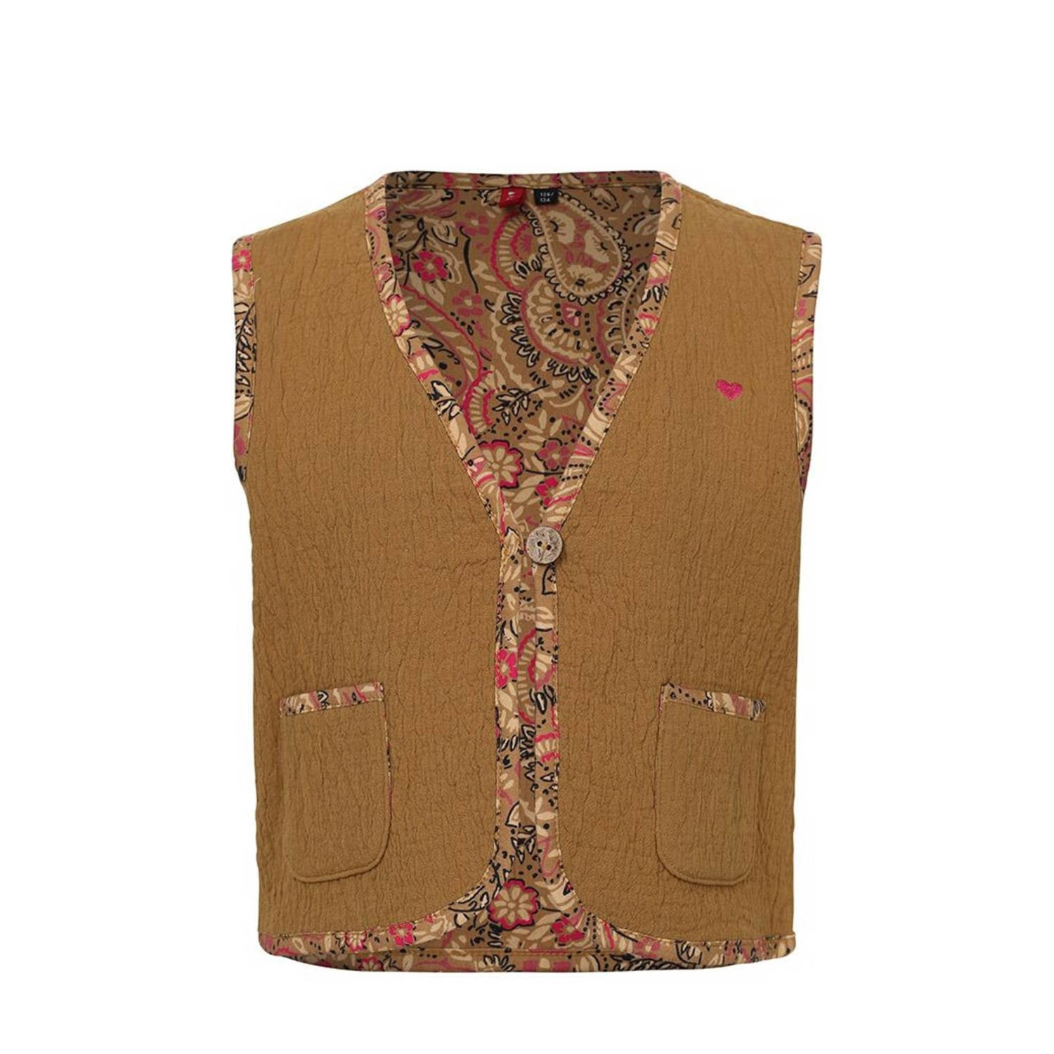 LOOXS little reversible gilet met paisleyprint bruin roze