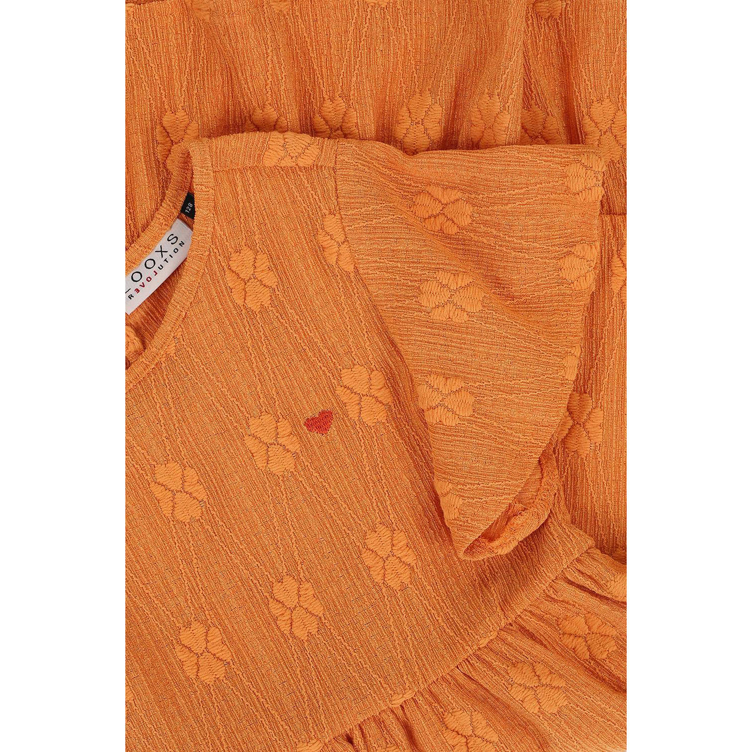 LOOXS little jurk met all over print en volant oranje