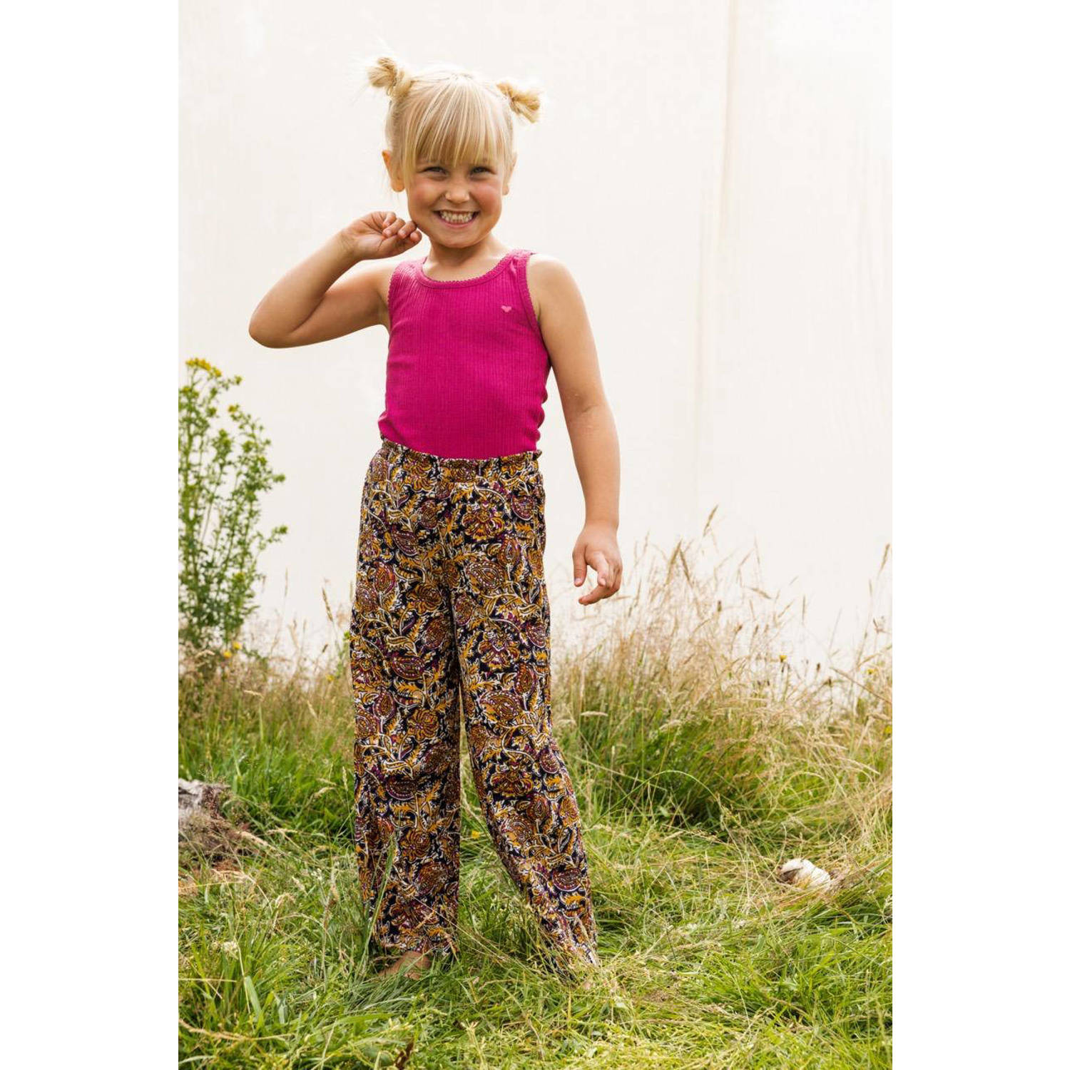 LOOXS little loose fit broek met paisleyprint bruin zand