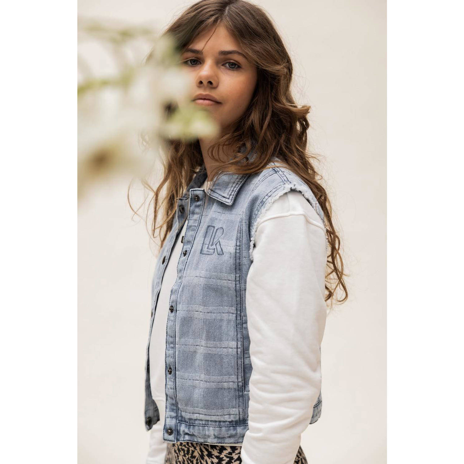 LOOXS 10sixteen geruit gilet lichtblauw